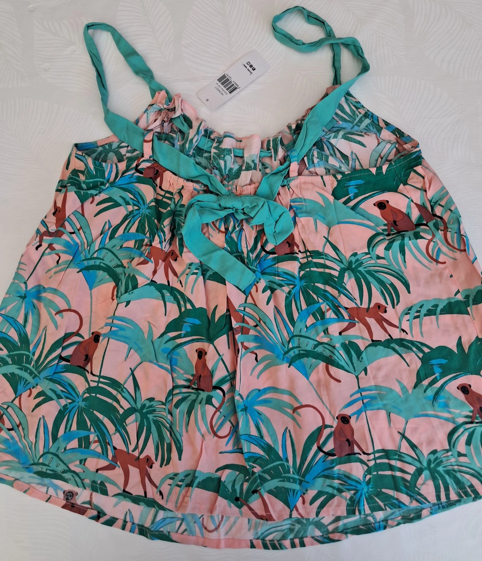 Top con tirantes Darjeeling, con estampado tropical original 38 nuevo (folaje y animales) – photo 5